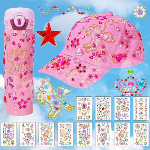 210Pcs+ Cute Reusable Stickers for Kids, Fun Glitter Gem Heart Art Stickers Bulk for Water Bottle, Happy Birthday, Prizes for Kids Classroom, Puffy Stickers for Toddlers Girls, Laptop Small Stickers