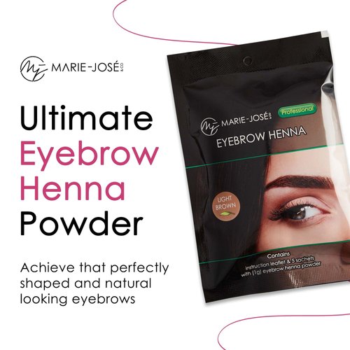 Marie-José & Co Henna Eyebrow Dye Light Brown, Eyebrow for Spot Coloring, Long-Lasting Eyebrow Powder, Water & Smudge Proof, 5 Sachets, Good for 50 Applications