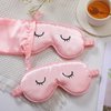 2 Pieces Cute Sleep Eye Masks for Kids Silk Sleep Eye Cover Cute Lightweight Adjustable Eyeshade Mask Satin Night Eyeshade Covers with 2 Pieces Storage Bag(Over 12 Years,Pink)