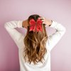JINBUYAO 7" Jumbo Bow Hair Clip for Girls Big Glitter Cheer Bow Clip Sequin Bow Ponytail Duckbill Hair Clip for Women Teen Cheerleader Costume Accessories(Red)