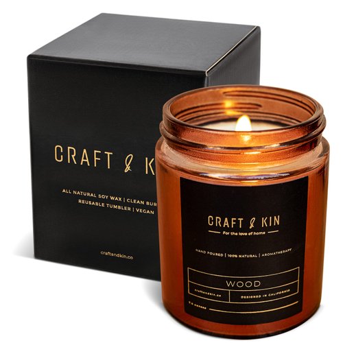 Premium Wood Candle | Scented Candles 8 oz 45 Hour Burn | Wood Wick Candles, Christmas Candles for Men, Holiday Candles, Mens Candles for Home | Novelty Candle | Soy Candles for Home Scented