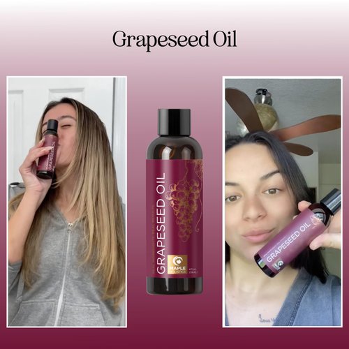 Pure Grapeseed Oil for Skin Care - Cold Pressed Grape Seed Oil Liquid for Skin with Moisturizing Carrier Oil for Essential Oils Mixing - Natural Vitamin E Anti Aging Body Oil for Dry Skin and Hair
