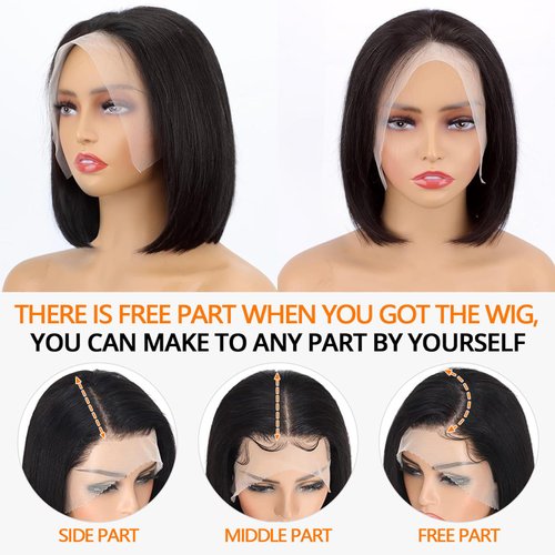 Ali Grace Pre Plucked Bleached Knots Lace Closure 4x4 Bob Wig 180% Density Straight Wigs Human Hair for Black Women 9A Remy Real Human Hair Wigs with Baby Hair Swiss Lace 14 inch