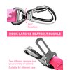 Hotsky Dog Seat Belt, Adjustable Safety Seatbelt 3-in-1 Car Harness for Dogs in Car Nylon Elastic Bungee Buffer Tether with Clip Hook Latch Buckle Swivel Zinc Alloy Carabiner(Hotpink Camo)