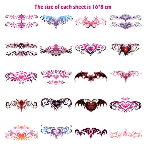 20 Sheets Sexy Waterproof Temporary Tattoos, Succubus Tattoos, Fake Body Tattoos Stickers, Cover Scar Female Tattoo, Navel and Neck Temporary Tattoos for Girl and Adult Women