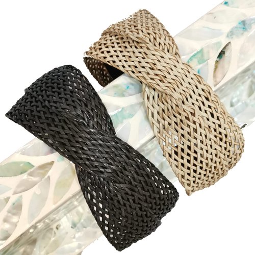 i-lan 2 Pack Knitted Rattan Headband, 6 Inch Comfy Brown Black Head Bands with 3 Inch Width,Boho Padded Hair Band Headwear Hoop for Girls,Ladies,Women