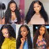 Espive 28 Inch 13x4 Deep Wave Lace Front Wigs Human Hair 180 Density Deep Curly Lace Front Wigs Human Hair Glueless Transparent Lace Frontal Wig for Women Pre Plucked with Baby Hair Natural Black