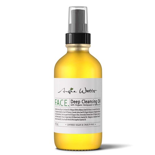Angie Watts FACE. Deep Cleansing Oil, 4oz - All Natural and Organic Ingredients | 100% Vegan | Soap-free | With Organic Hempseed and Tamanu Oil