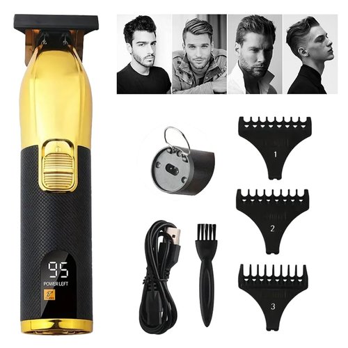 Hair Clippers for Men, Professional Beard Trimmer, Cordless Razors, Wireless Head Shaver, Hair Cutting Kit, Self Beard Care Set, Yellow Barber Accessories