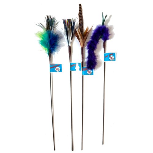 Go Cat Teaser 4 Pack - 18" Teaser Toys for Cats, Assorted Colors