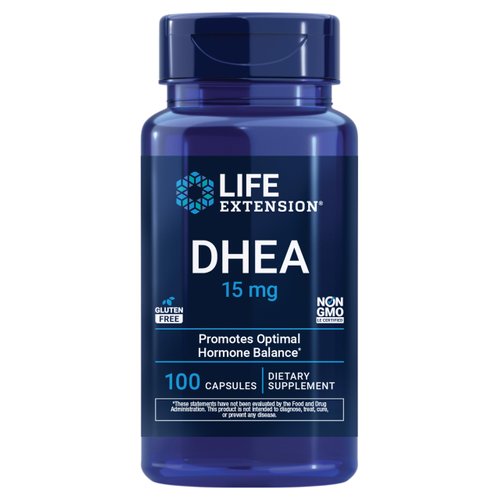 Life Extension DHEA 15 mg – Hormone Balance Supplement, Memory, Muscle Mass and Bone Density Support, Healthy Sex Drive, Gluten-Free, Non-GMO, 100 Capsules