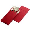 Disposable Linen-Feel Dinner Napkins with Built-in Flatware Pocket, 50-Pack BRIGHT RED Prefolded Cloth Like Paper Napkins For Christmas, Dinner, Wedding Or Party [Silverware NOT Included]