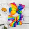 Pride Day Rainbow Bow Hair Clip with Rhinestone Grosgrain Ribbon Bows HairClips Pride Headpiece Hair Pins Holiday Hair Accessories Headband for Women Girls Kids 2Pcs