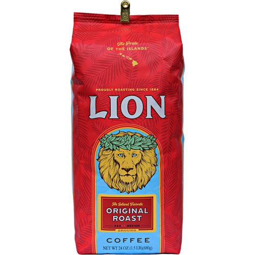 Lion Coffee Classic Original Whole Bean Coffee, Medium Roast, A Taste of Aloha - 24 Ounce Bag