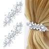 WHAVEL Pearl Hair Clips for Women, 2 PCS French Barrette Hair Clips Rhinestone Decorative Hair Accessories for Women Bride (Silver)