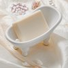 1piece 5.6" White Ceramic Mini Bathtub Soap Dish Small Planter Makeup Organizer Container Hamster Bathtub (White)