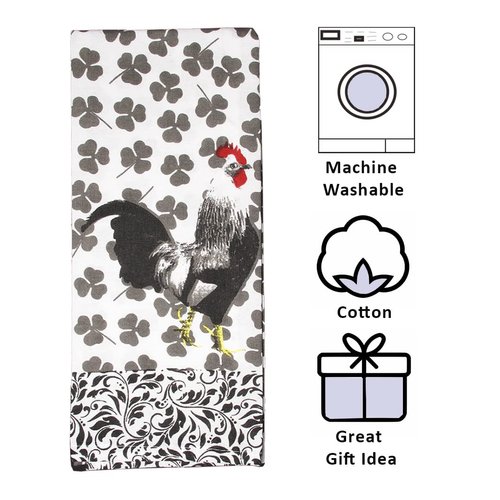 fillURbasket Rooster Kitchen Towels Set Farmhouse Dish Towels Farm Kitchen Towels Set Farm House Kitchen Towels Gift Set Cotton 15”x25”