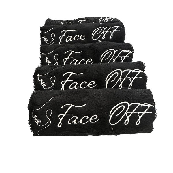 Timeless Glam Makeup (Face OFF) Wash Cloth - (Pack of 5) 100% Cotton Extra Soft Quick for Face Towel Washcloths Make Up, 32 x 32 cm