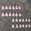 Almond Halloween Press on Nail Short Purple Fake Nails Spider Web French Tip Acrylic Glue on Nails Full Cover Shiny False Nail Stick on Nails for Women Party Manicure Decor 24pcs