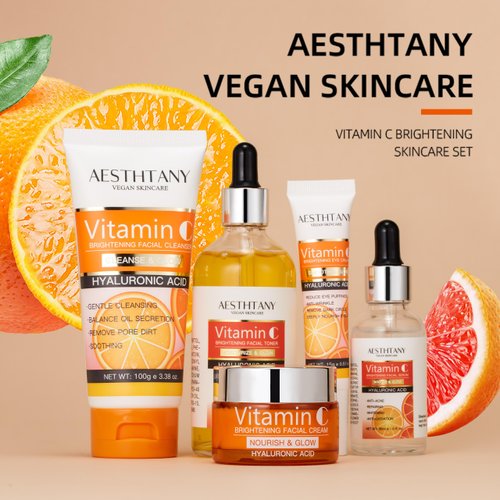 AESTHTANY Natural Skin Care Set Moisturizing Hyaluronic Acid Skin Care Kit 5PCS Women Beauty Set
