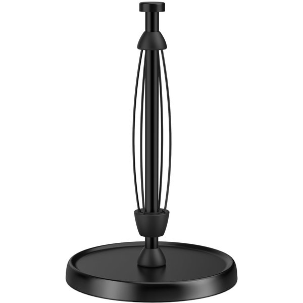 Swaitee Paper Towel Holder Countertop, Black Paper Towel Holder Stand with Ratchet Mechanism for Kitchen Bathroom, One-Handed Tear Paper Stainless Steel Paper Towel Holder with Weighted Base(Black)