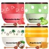 4 PCS Bee Lip Balm Honey Pot, Honey Watermelon Apple Coconut Lip Balm Sleeping Lip Mask Overnight with Sticks, Lip Exfoliating Prevention Dry and Crack (Honey & Watermelon & Apple & Coconut)