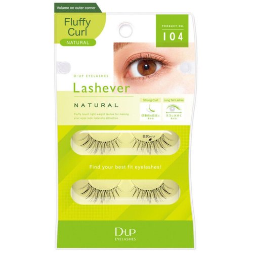 D-UP False Eyelashes Lashever Natural Series, Japanese Natural Looking Fake Eyelashes A Day Long Lasting Wear, Reusable Strip, Lightweight & Comfortable, 2 Pairs, Natural 104 Black
