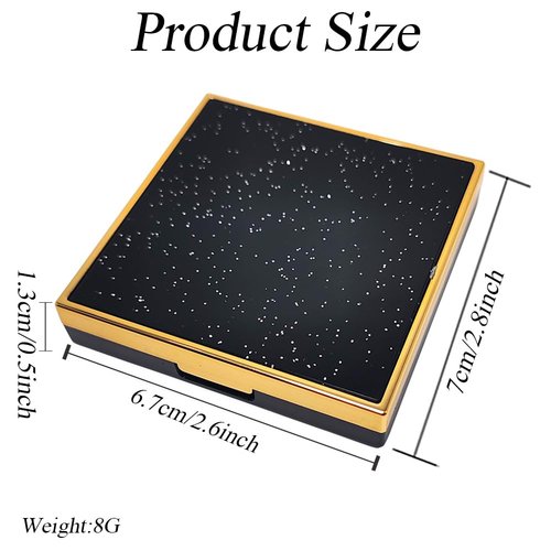 Black 5 Grids Empty Eyeshadow Palette with Gold Frame Mirror Lipstick Box Powder Blush Makeup Case Highlighters Container DIY Refillable Eye Shadow Pans