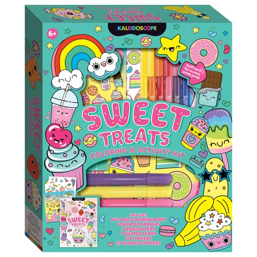Hinkler Kaleidoscope: Sweet Treats Coloring & Activity Kit - Kids Cute Dessert Themed Coloring Book w/Scented Stationery & Stickers, Ages 6+