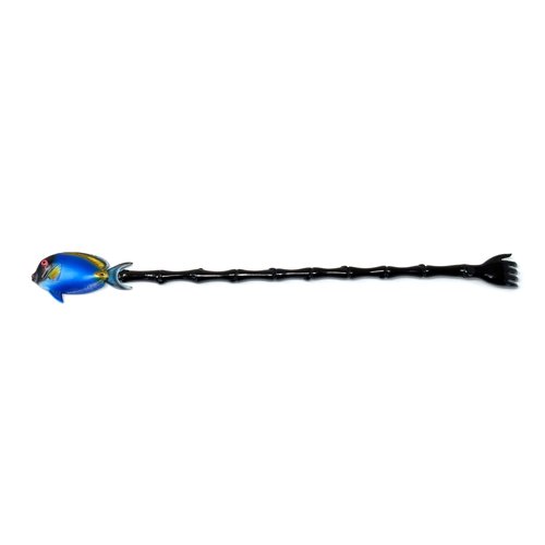 LX Hand Painted Back Scratcher Long Blue Tropical Fish 18"