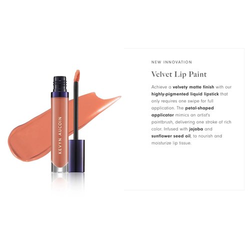 Kevyn Aucoin Velvet Lip Paint, Fabulous color: All-day matte lip color coverage. Smudge proof, ultra-pigmented, quick dry makeup, weightless formula