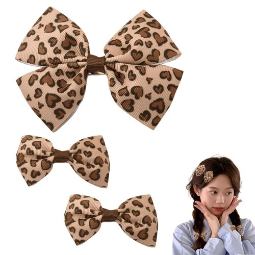 Leopard Print Hair Clips Bow Barrettes for Girls Women Leopard Big Hair Bows for Girls Ribbon Bows for Hair Barrettes for Fine Thick Hair Pins Cute Leopard Costume Accessories for Girls Women