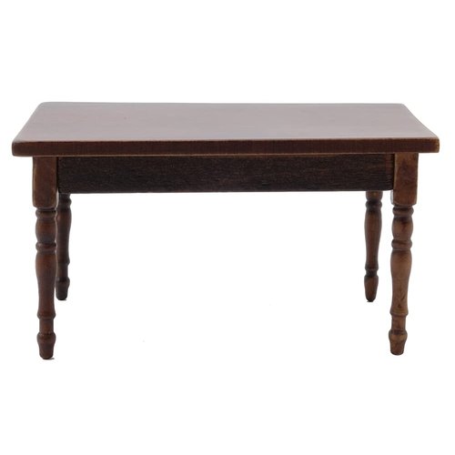 Handley House Dollhouse Miniature Rectangular Kitchen Table (Walnut)
