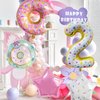 HADCKJA Donut Birthday Party Decorations Donut Balloons Party Supplies with 2nd Foil Balloon Candy Pink White Donut Star Balloons for Sweet Birthday Party Boy Girl Shower Wedding Decorations 5 Pcs