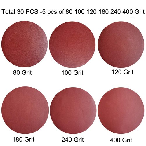 Sackorange 30 PCS 9" Premium PSA Sanding Discs Set- 5 Each of 80, 100, 120, 180,240, 400 Grit - 9 Inch Self Adhesive Stickyback Sandpaper Discs for Drywall, Floor, Woodworking, Metal
