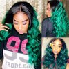 SEXAY 4X4 Green Lace Closure Body Wave Brazilian Virgin Human Hair Extensions Ombre Free Part Closure Pre Plucked With Baby Hair For Black Women 1B/Green Color(12 inch)