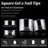 LuckForever 600pc French Tips Gel x Toenail Tips Short Square Clear Fake Toenail Soft Gel Toe Nail Tips French False Toe Nail Gel x French Toenail Tip for Gel X Acrylic Nails Extension Press Toenail