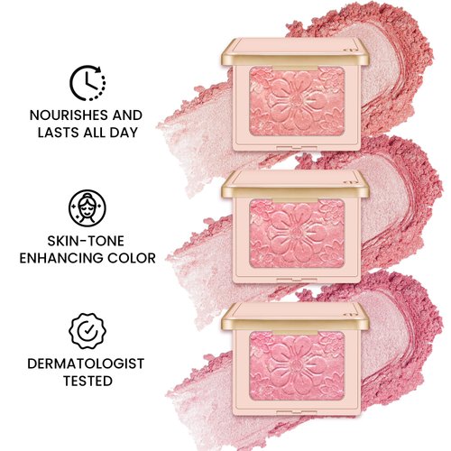 Blush Palette Matte Blush for Cheek Makeup, Lightweight Highly Pigmented Blush Compact for Face, Buildable Natural Flushed Look（03）