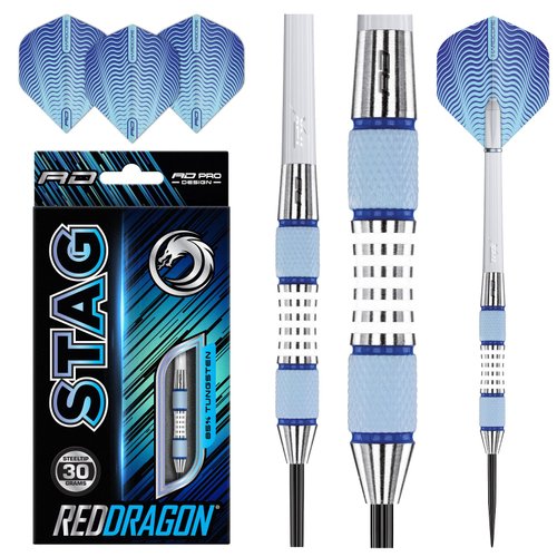 RED DRAGON Stag 30g Tungsten Darts with Flights and Stems