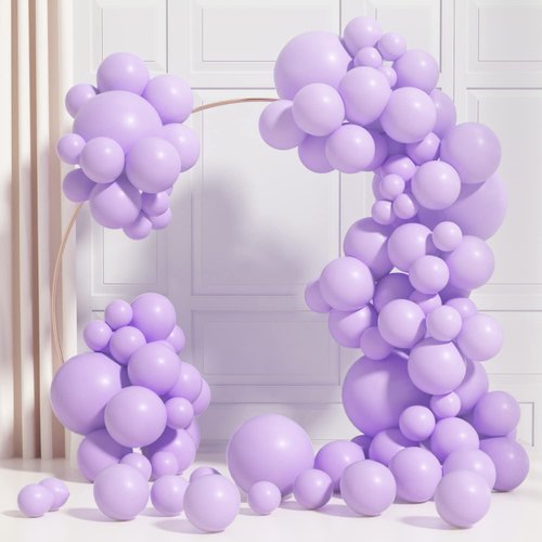 Pastel Purple Balloons Garland Kit 100 Pack 18/12 /10/5 Inch Party Balloons Different Sizes Lilac Balloon for Birthday Party Baby Shower Wedding Christmas Easter Party Decorations