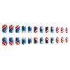 4th of July Square Press on Nails Medium Glue on Nails Swirl Fake Nails Red Blue White Full Cover Acrylic Nails Independence False Nails Star Patriotic Stick on Nails for Women 24 Pcs