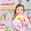BSTAOFY Light up Music Happy Birthday Teddy Bear Soft Plush Pillow Birthday Stuffed Animal Bear Birthday Gift for Toddler Kids Girls, 14''