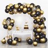 RUBFAC 110pcs Black and Gold Balloons Garland Arch Kit with Black Gold Confetti Balloons for Graduation Birthday Wedding Party Decorations