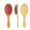 Sofmild Bamboo Wooden Paddle Hair Brush Comb Set, Hairbrushes for Women Men Kid Detangling Hair Massaging Scalp with Round Tip Bristles for All Hairstyles (Pink Wooden)