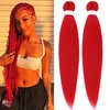 Gozill Red Braiding Hair Pre stretched Braiding Hair Ez Braid Hypoallergenic Braiding Hair Colored Hair Extensions Knotless Synthetic