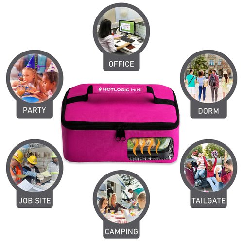HotLogic Mini Portable Electric Lunch Box Food Heater - Innovative Food Warmer and Heated Lunch Box for Adults Car/Home - Easily Cook, Reheat, and Keep Your Food Warm - PINK - 120V