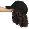 CHRSHN Hat Wig for Women, Short Wave Baseball Cap Wig with Curly Synthetic Hair Extensions, Adjustable Brown Black Baseball Hat Wig