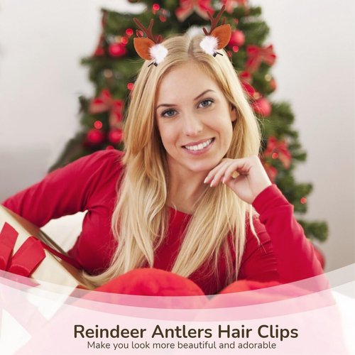 COYLINK Christmas Reindeer Antlers Hair Clips Hairpins with Deer Horn Ears Christmas Hair Accessories Cute Deer Headdresses Stocking Stuffers for Women