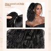 MAYSA Ponytail Hair Extension, 14 Inch Claw Clip Ponytail Extension, Wavy Curly Claw Clip in Ponytail Hair Extensions, Natural Fake Ponytail Synthetic Hairpiece for Women #1B