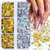 Dornail 1 Box/6 Grids Nail Art Glitter Sequins,Gold Silver Star Moon Four-Pointed Stars Nail Sequin 3D Nail Glitter Shining Glitter Flakes for Women DIY Nail Charms Nail Decorations Nail Art Crafts